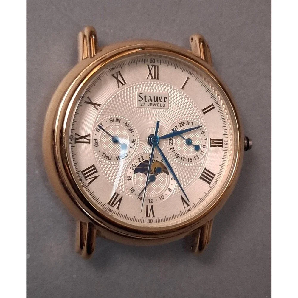 Vintage Stauer Automatic Calendar Watch Mens Visible Back
